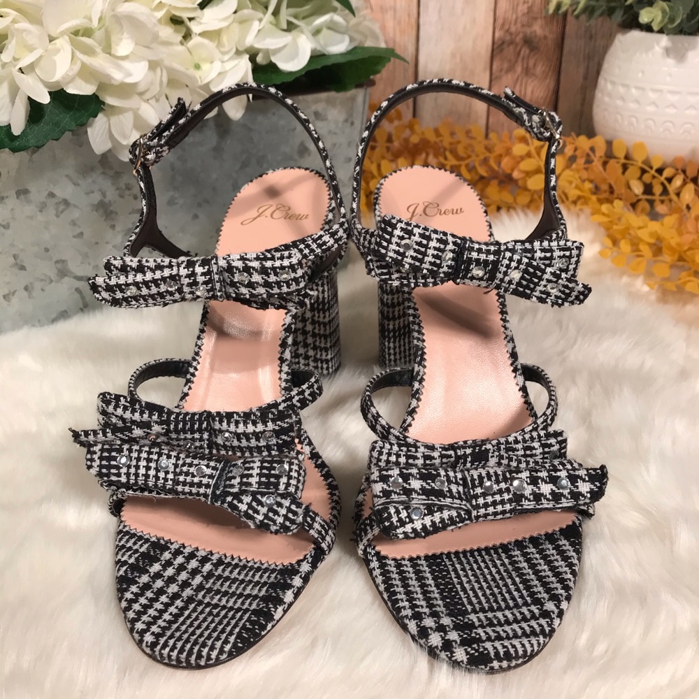 NEW J. Crew Stella Bow Heels in Glen Plaid - Picture 2 of 7
